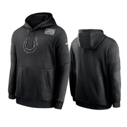 Indianapolis Colts Black Sideline Performance Crucial Catch Pullover Hoodie