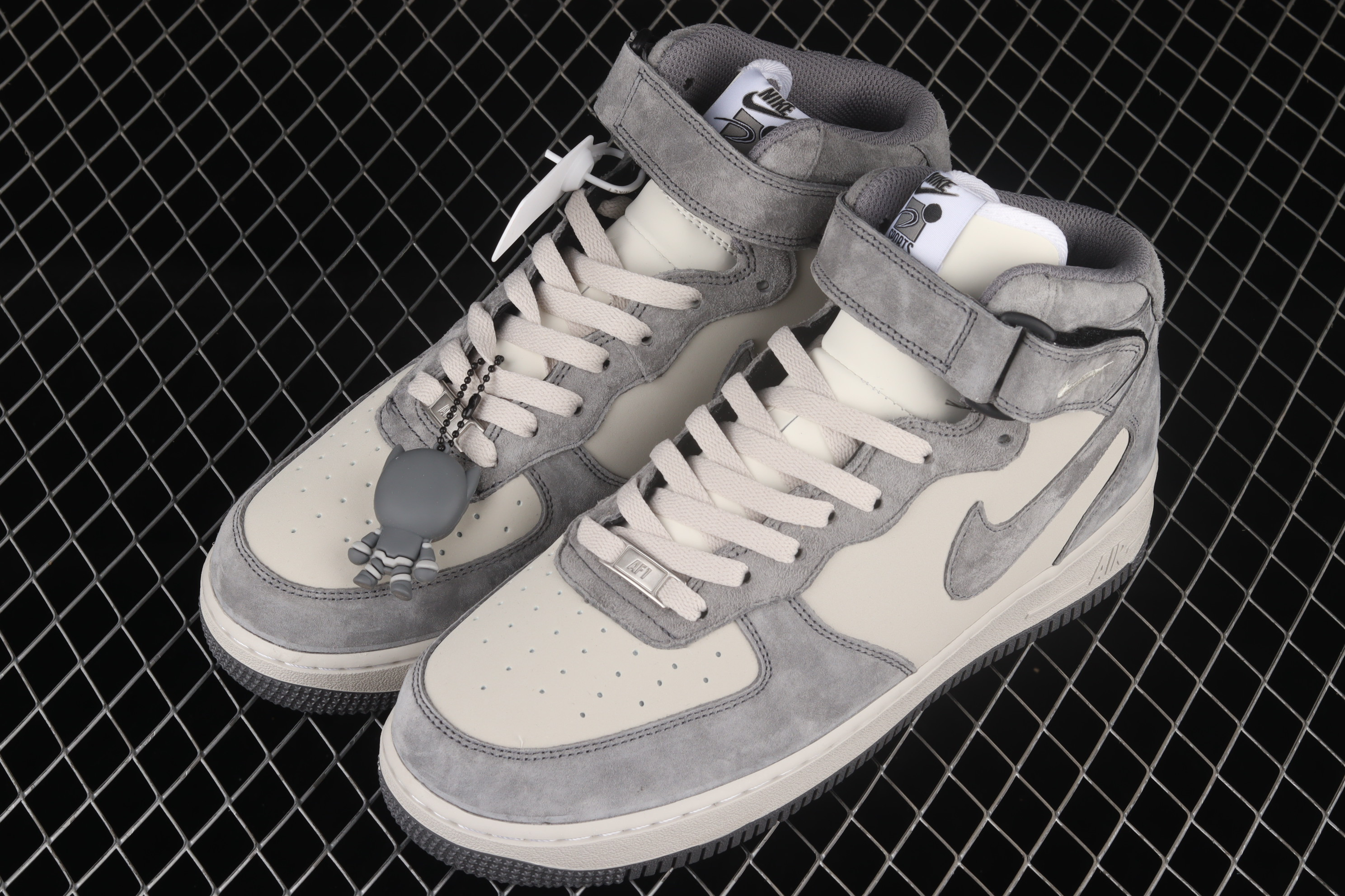 Nike Air Force 1 07 Mid Wolf Grey Dark Grey White Shoes Sneakers SNK679438151