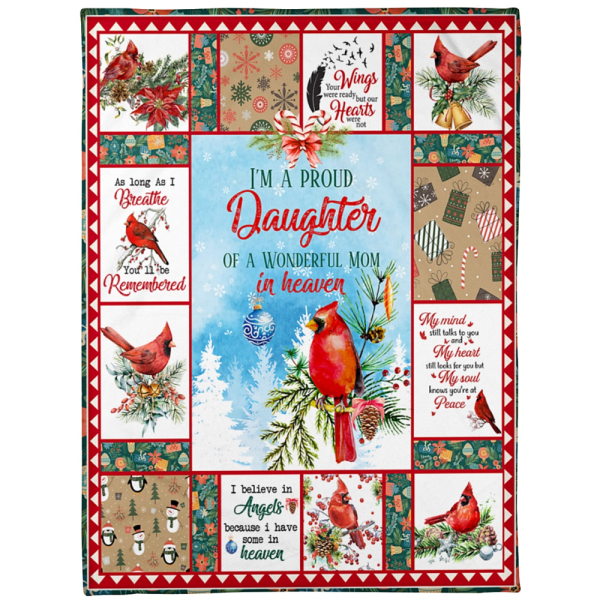 Daughter And Mother Blanket, Christmas Gift For Daughter From Mom, Cardinal Christmas Blanket