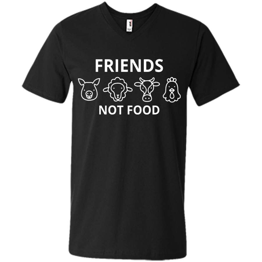 Animal Are Friends Not Food B – Canvas Unisex V-Neck Shirt