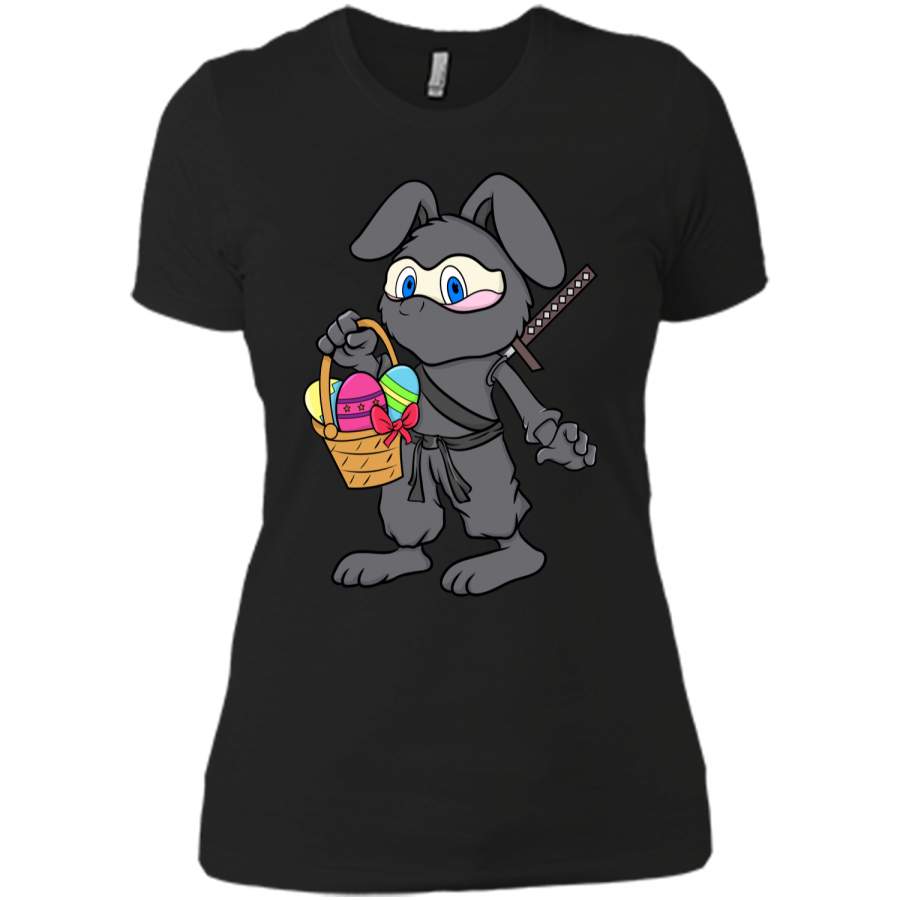 Cute Easter Egg Hunt Easter Bunny Ninja T-Shirt Next Level Ladies Boyfriend Tee