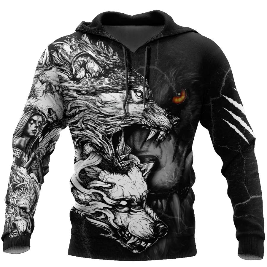 Wolf Tattoo Over Printed Shirt For Men and Women TP