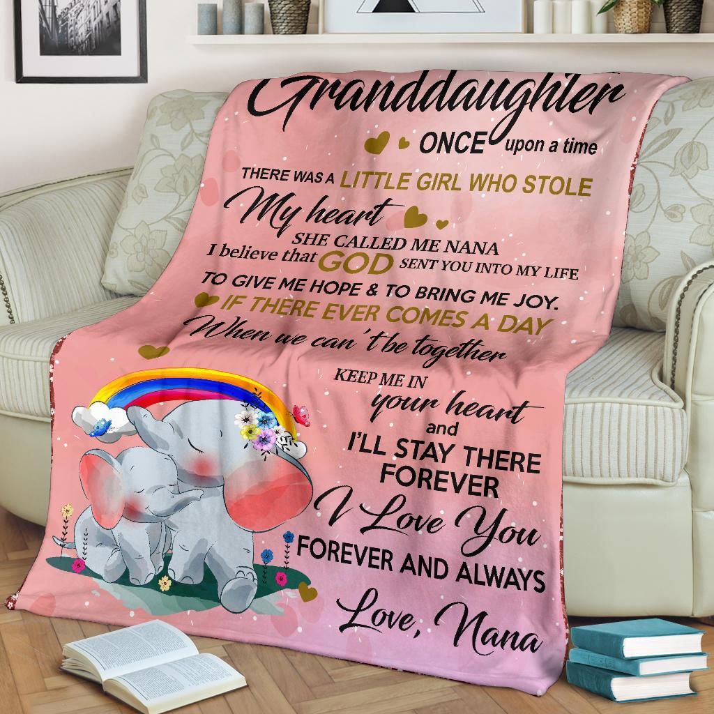 To My Granddaughter I’Ll Stay There Forever I Love You Forever And Always – Elephants Fleece Blanket Birthday Gift Home Decor Bedding Couch Sofa Soft And Comfy Cozy