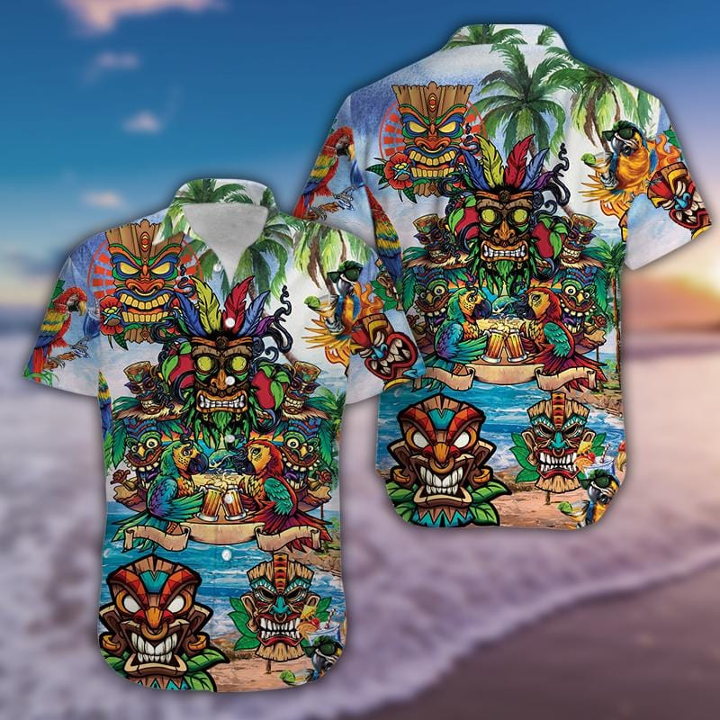 Hawaii Aloha Shirts Tiki On The Beach Ha51508