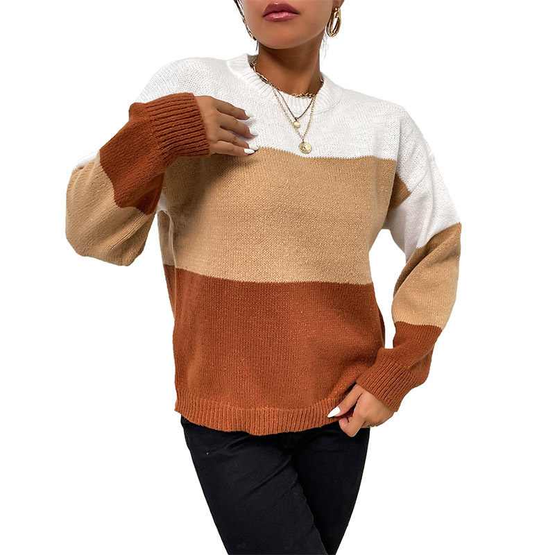 Woman Contrast Sweater Pull Femme Autumn Winter Clothes Women Jersey Pullover Long Sleeve Tops Knitted Sweater Oversize Jumper . alx