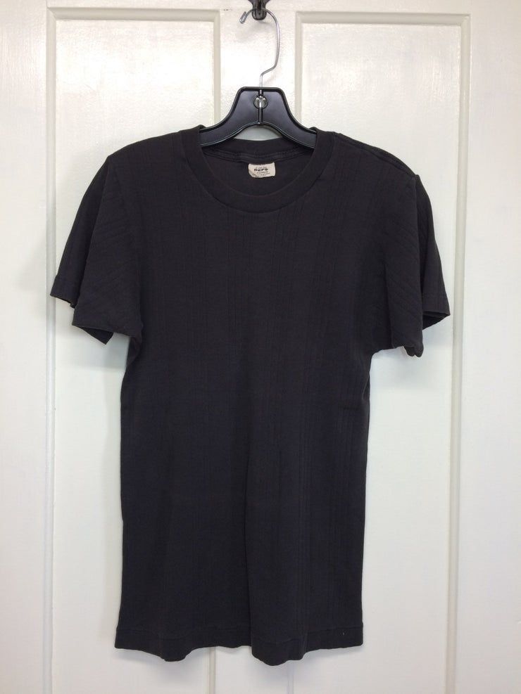 1980S Faded Black Soft Ribbed Plain Blank Shirt