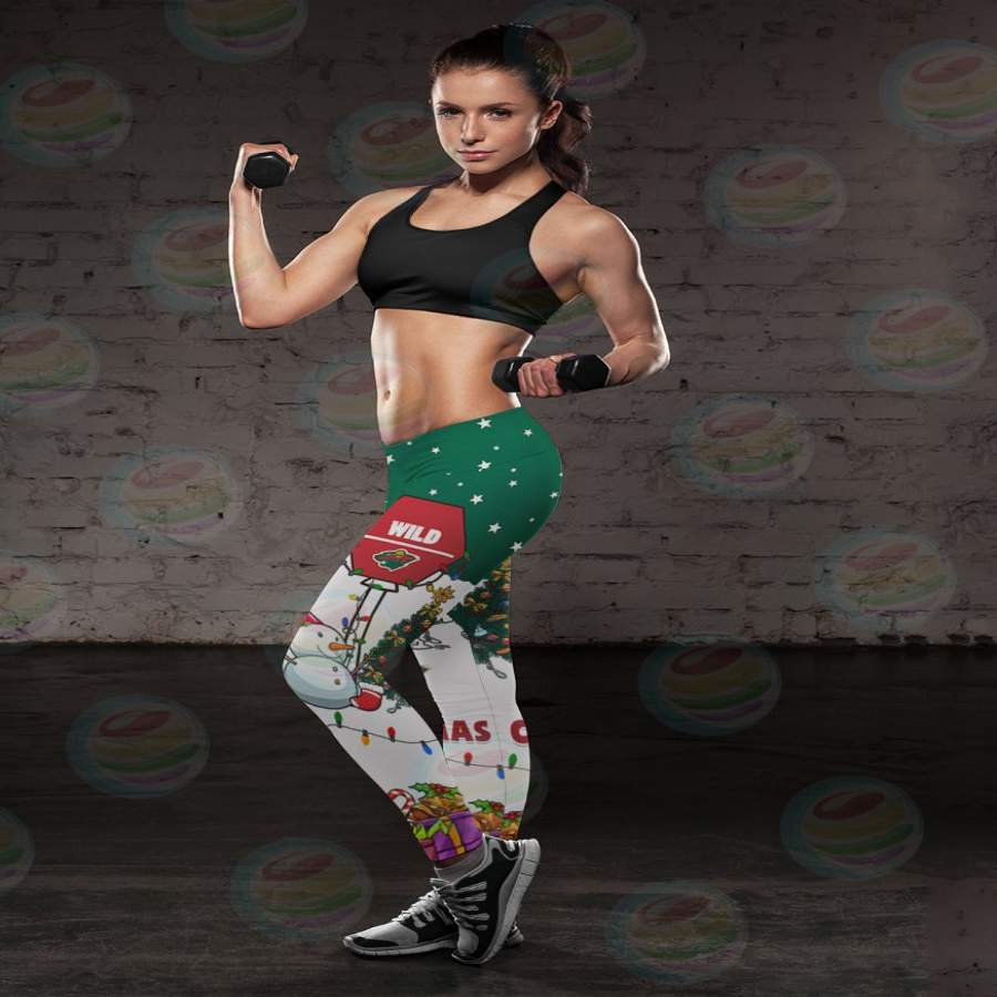 Funny Merry Christmas Minnesota Wild Leggings 2019