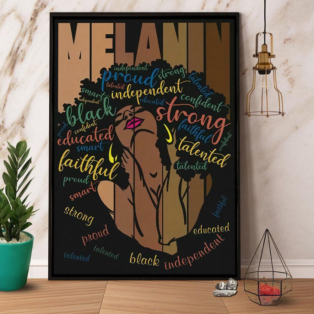 Black Woman Portrait Melanin Black Independent Canvas Prints Poster Wall Art