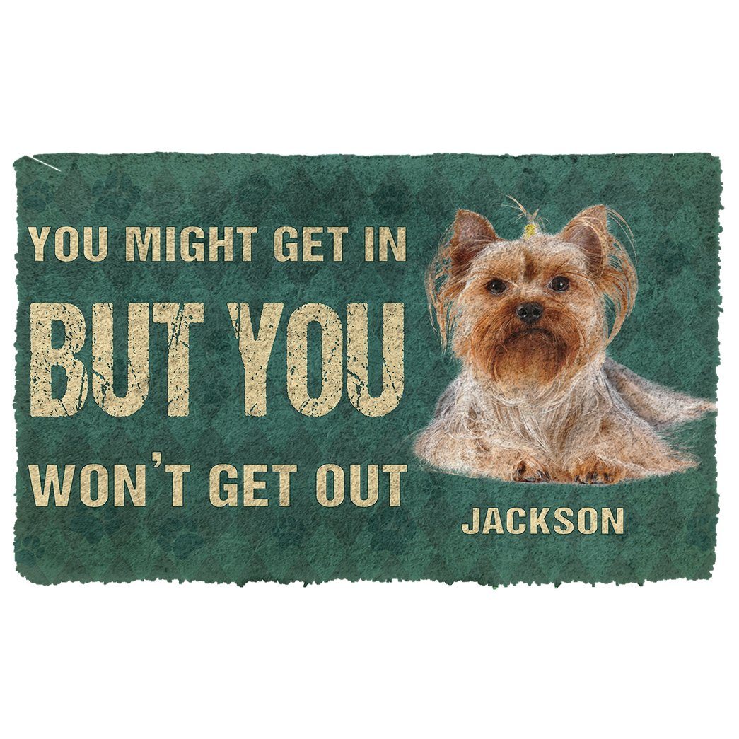 Gearhumans  Gearhuman 3D You Might Get In But You Wont Get Out Yorkshire Terriers Dog Doormat