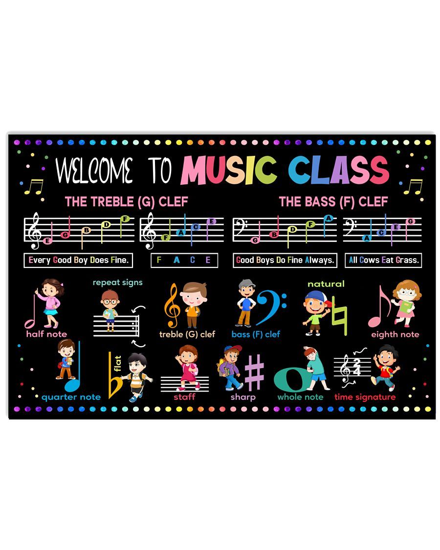 Welcome To Music Class Landscape Canvas & Poster Music Canvas Poster Gift For Music Lovers Teacher Kids Friend Classroom Decor Wall Art Visual Art