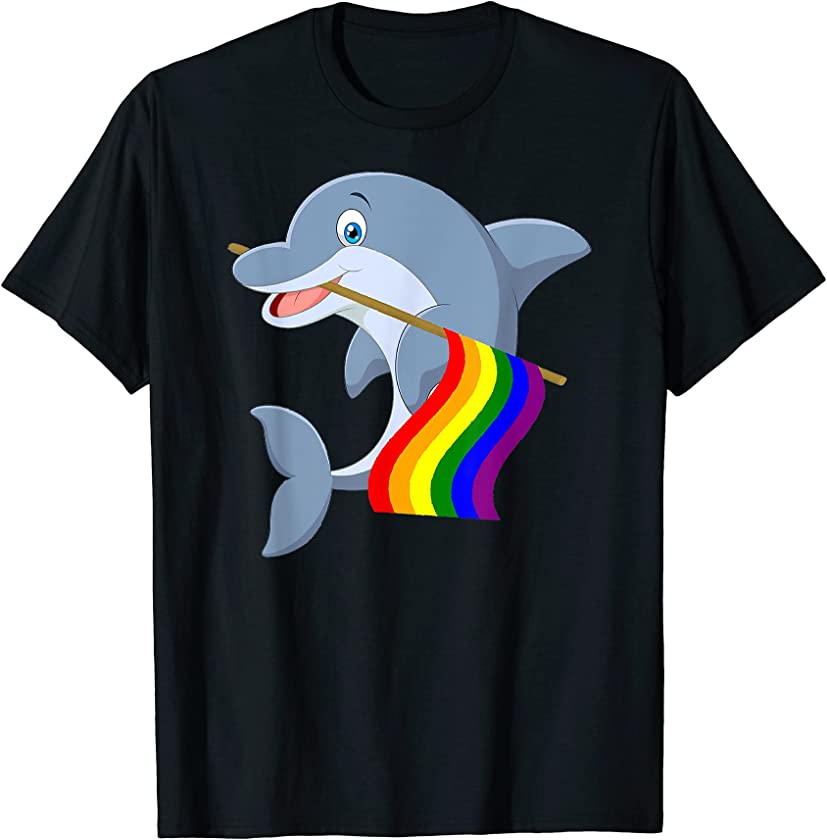 Gay Lesbian Pride Dolphin LGBT Flag Pride Month Equality T-Shirt