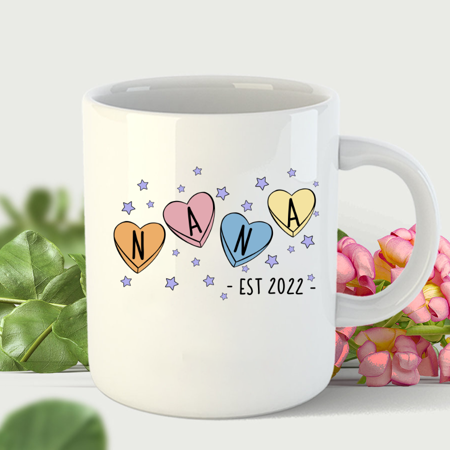 Personalized Nana Est Heart Mug