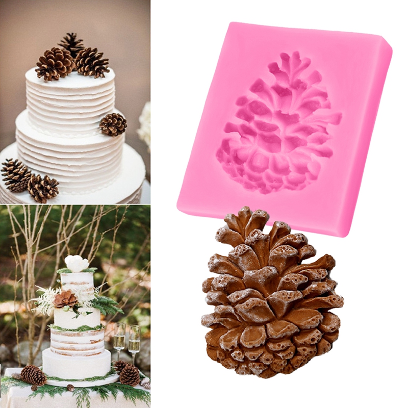 1pcs Christmas Pine Cones Shape Cake Fondant Mold Candy Chocolate Silicone Molds Biscuits Mould DIY Cake Decoration Baking Tools alx