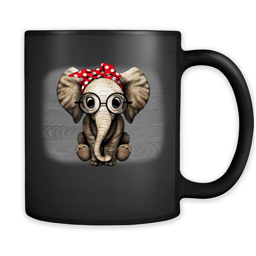 Farmer Happy Elephant, Christmas Gift, Xmas – Full-Wrap Coffee Black Mug