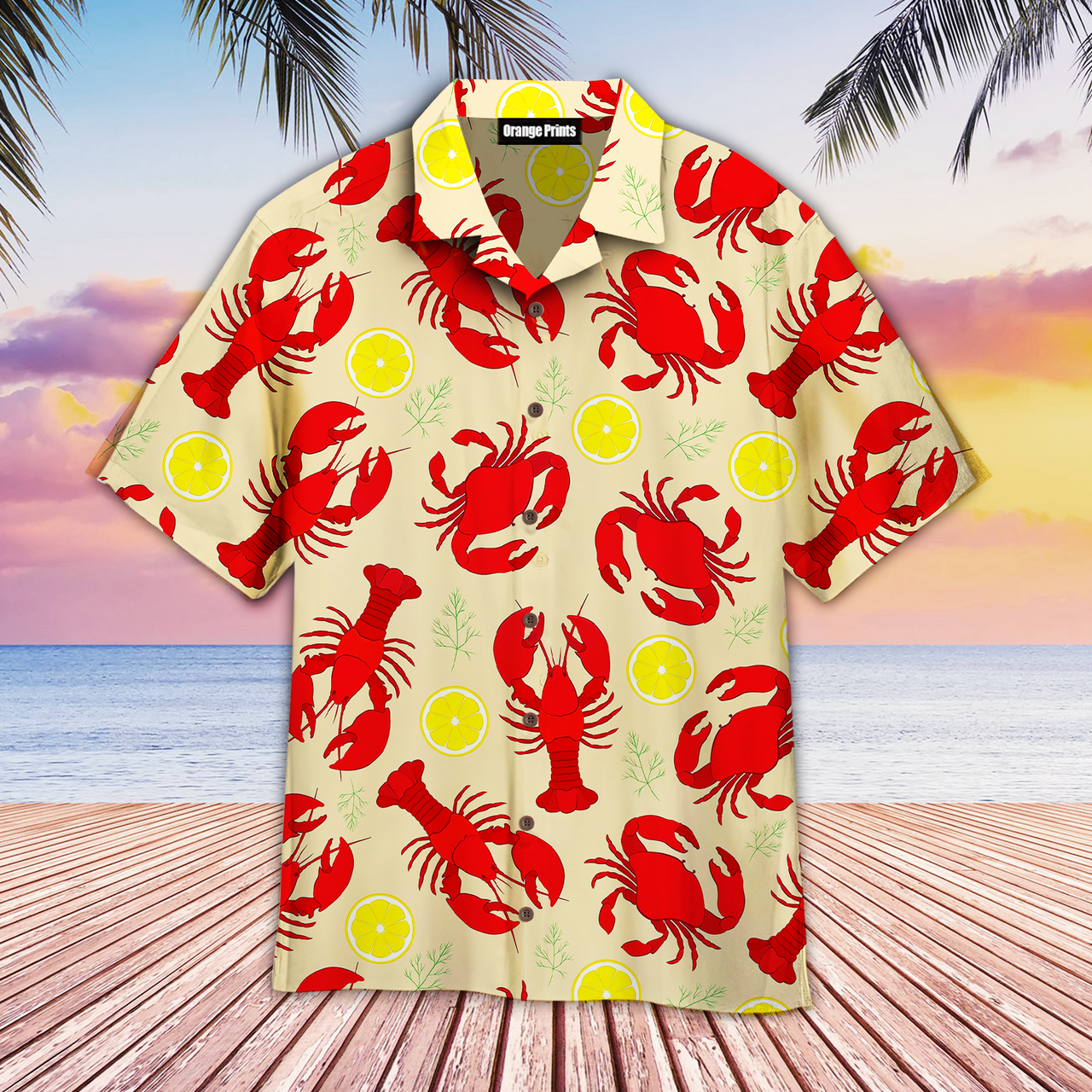 Lobster Crab And Lemon Pattern Hawaii Lover Hawaii Shirt For Men Women Ha45768