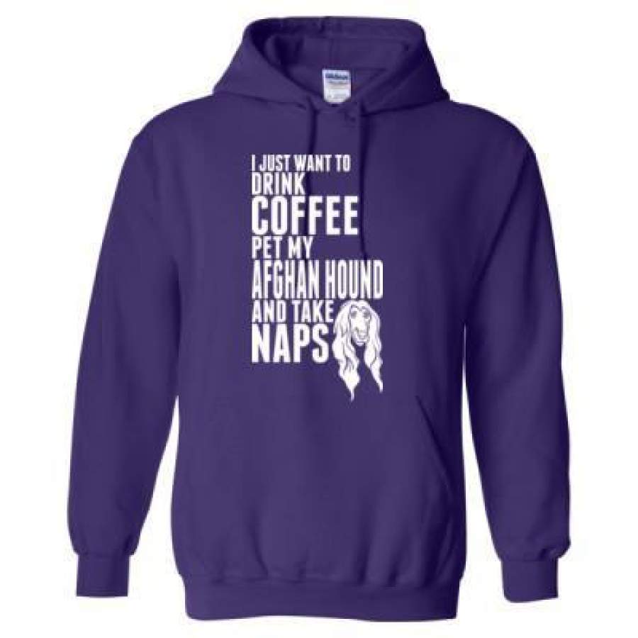 AGR Just Want To Drink Coffee Pet Afghan Hound Take Naps – Heavy Blend™ Hooded Sweatshirt