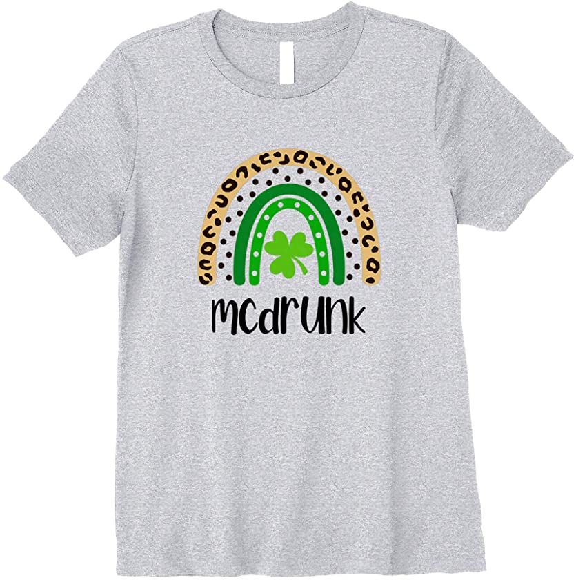 Womens McDrunk St. Patrick’s Day Leopard Print Rainbow Drinking Premium T-Shirt