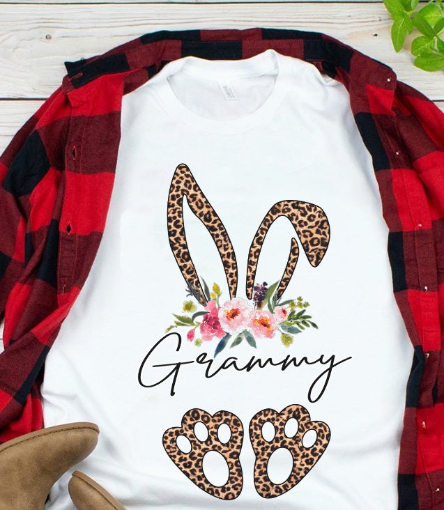 Bunny Easter Leopard Floral Grandma Grammy Mothers Day Grandma Graphic Unisex T Shirt, Sweatshirt, Hoodie Size S – 5XL