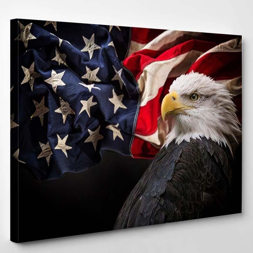 American Bald Eagle Symbol America Flag 1 – Eagle Animals Canvas Print