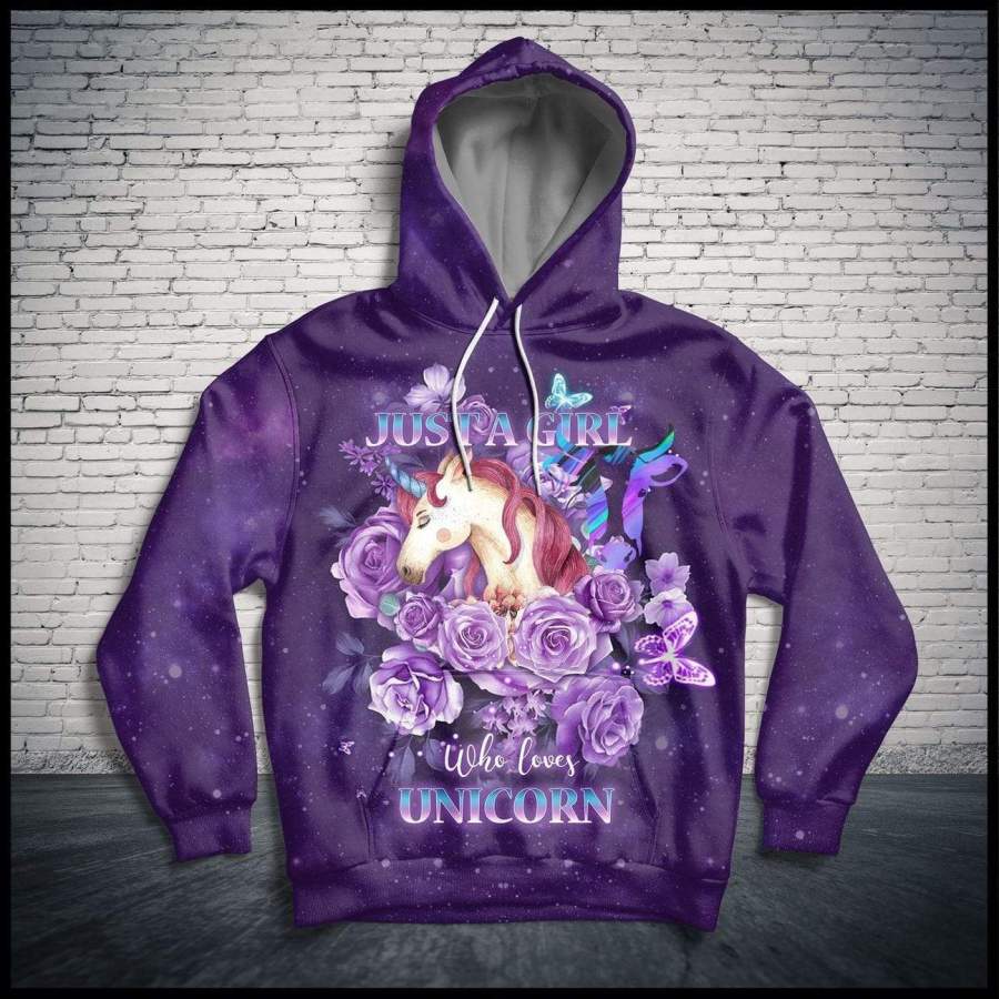 Just A Girl Who Loves Unicorn Hoodie 3D All Over Print #V