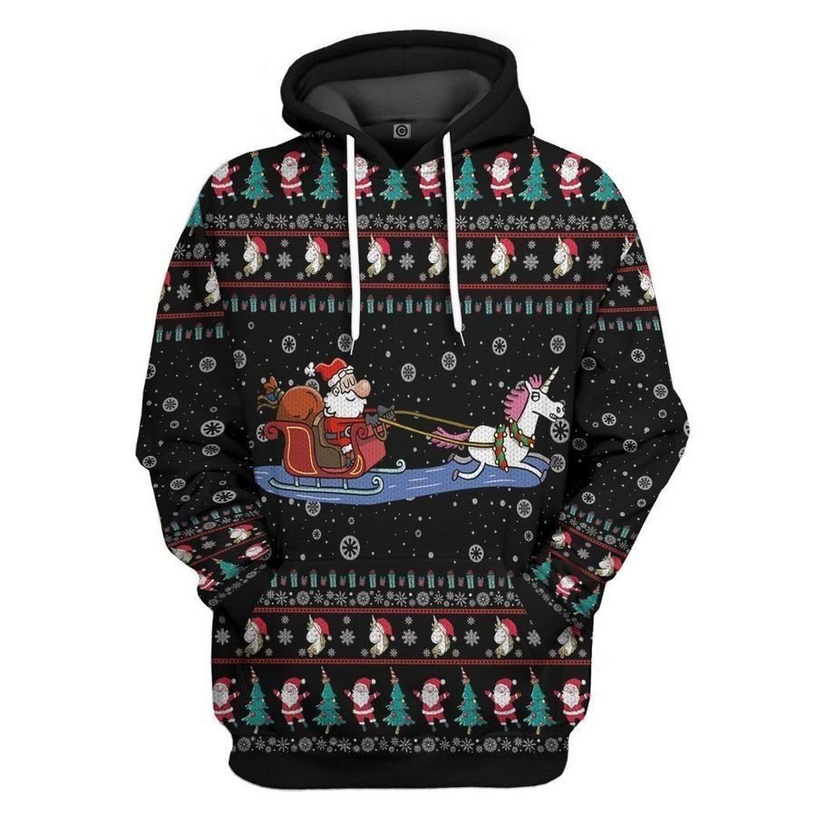 Unicorn Santa Ugly Christmas 3D Hoodie