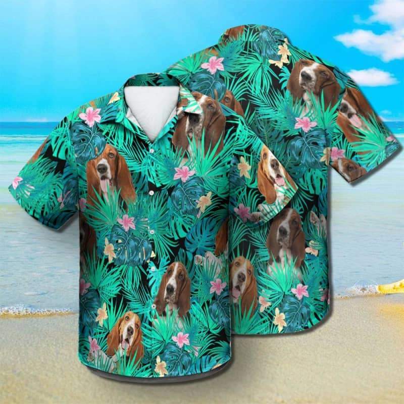 Basset Hound – Summer Leaves – Hawaiian Shirt