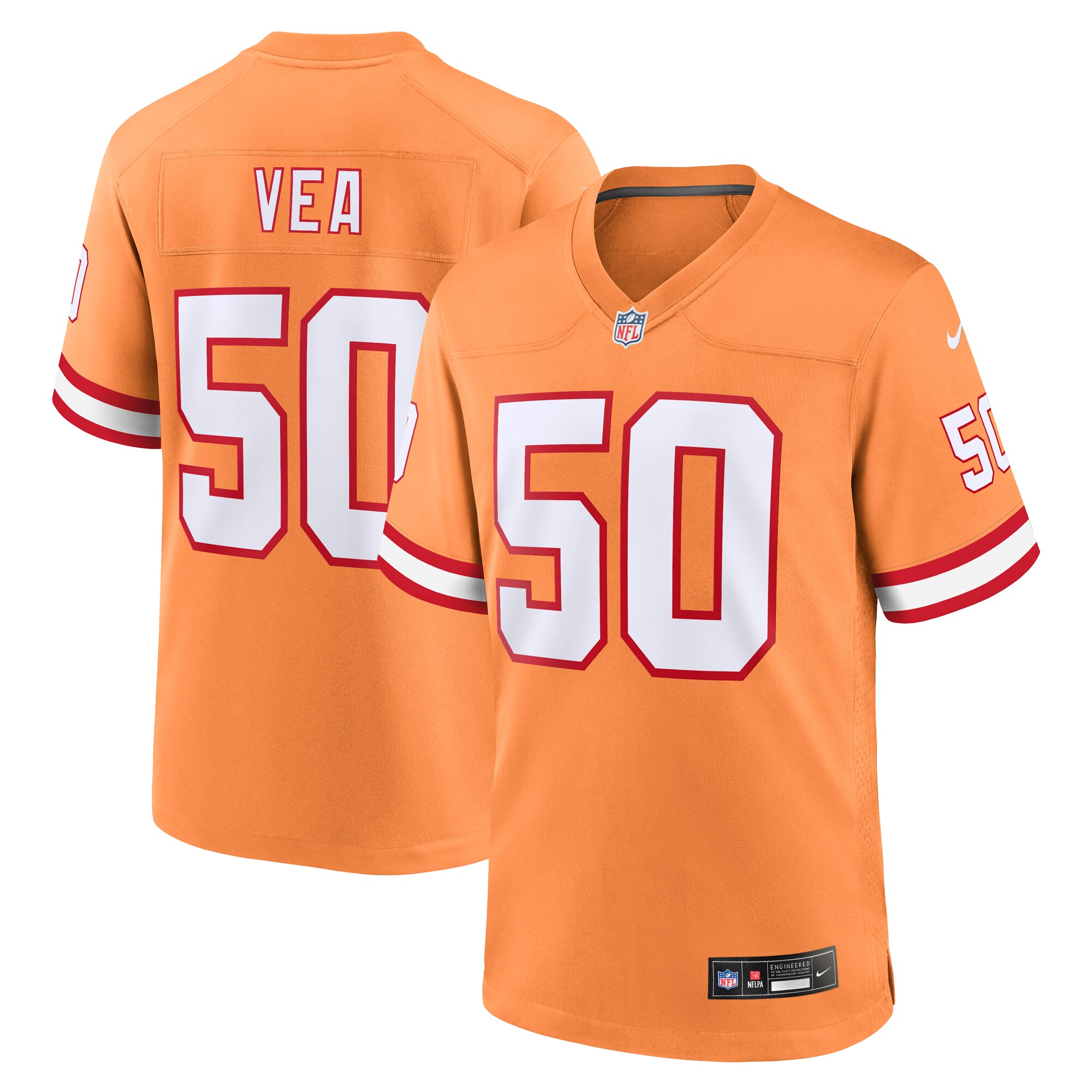 Vita Vea Tampa Bay Buccaneers Throwback Game Jersey – Orange