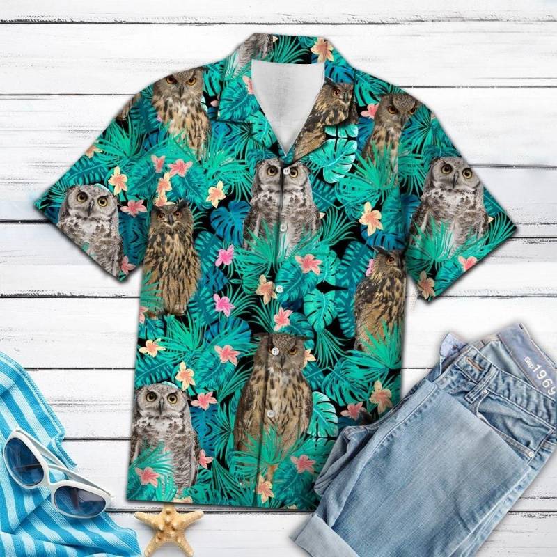 Artsyhomes Owl Tropical Hawaiian Ha23914