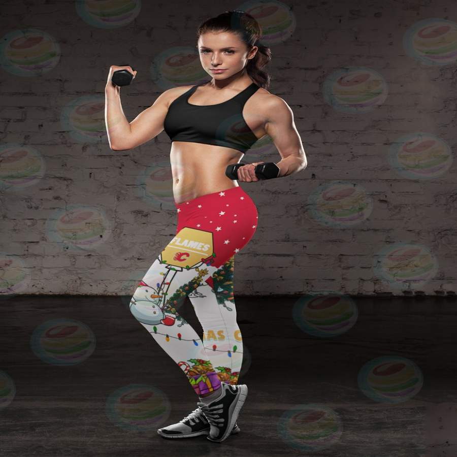 Funny Merry Christmas Calgary Flames Leggings 2019