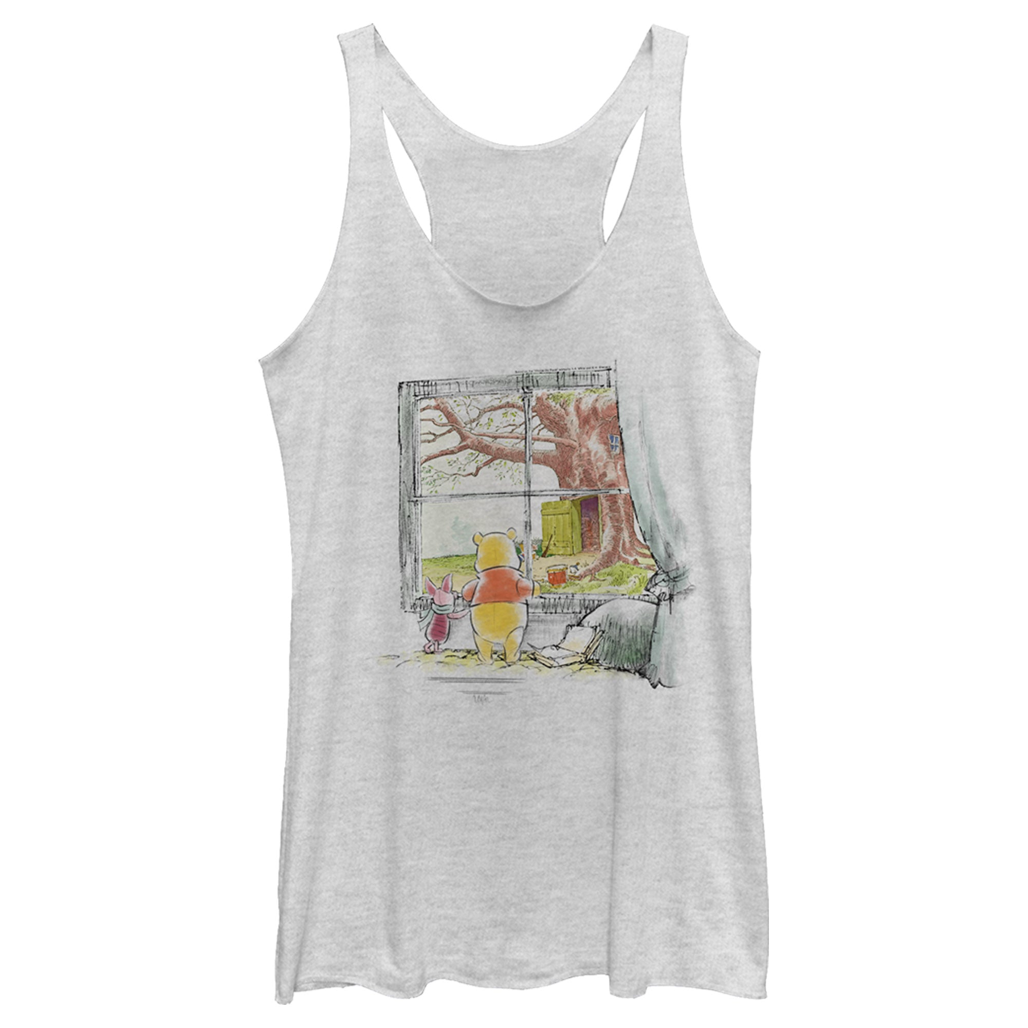 Women’S Winnie The Pooh Window Watching Racerback Tank Top