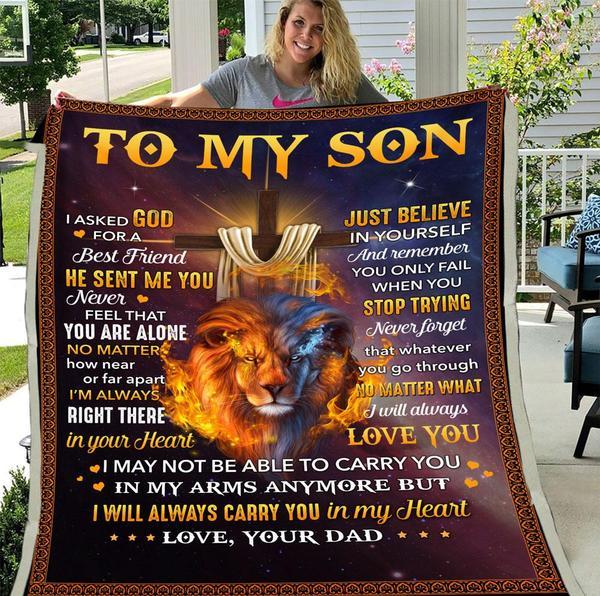 To My Son You Only Fail When You Stop Trying Fleece Blanket Animals Gift For Family,Birthday,Son,Daughter,Lion Lovers Gift Home Decor Bedding Couch Sofa Soft And Comfy Cozy