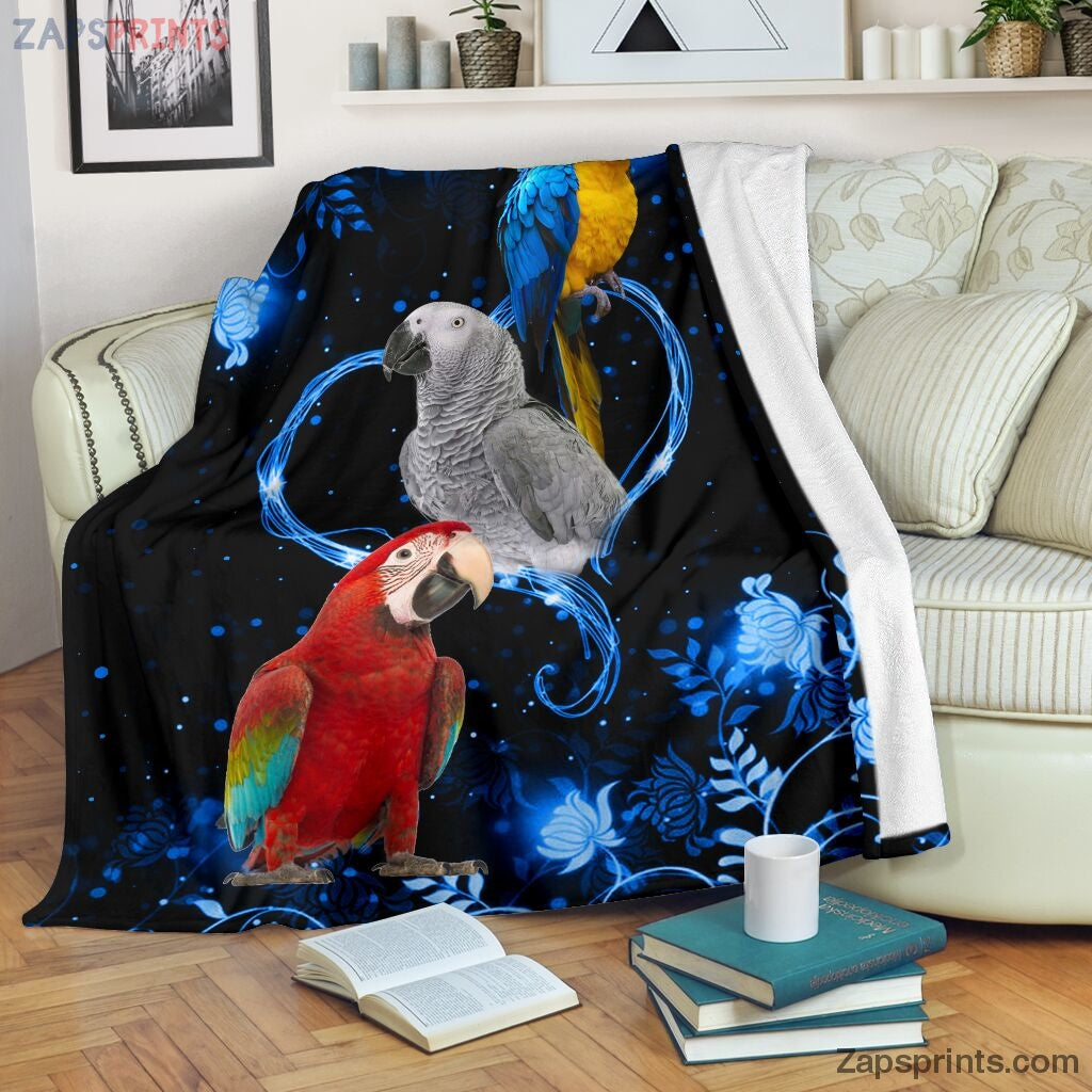 Twinkling Blue Heart Parrot Blanket – Cool Gift Ideas