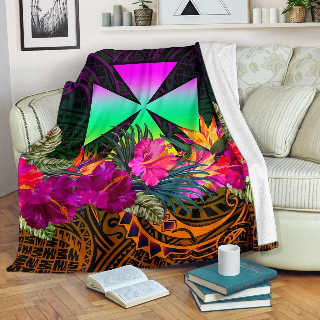 Wallis And Futuna  Premium Blanket – Summer Hibiscus