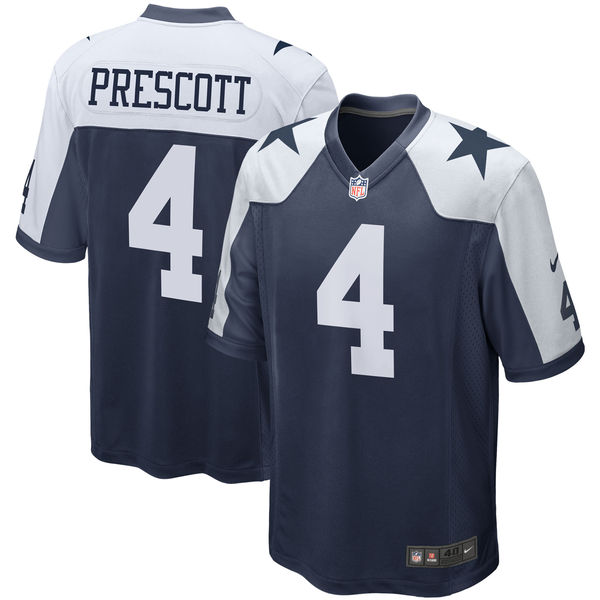 Men’s Dallas Cowboys Dak Prescott Navy Alternate Game Team Jersey