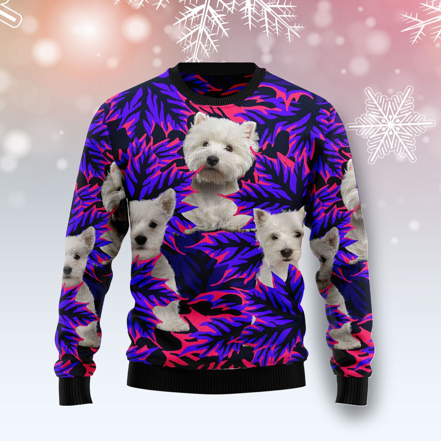 West Highland White Terrier Leaves Ugly Christmas Sweater | For Men & Women | Adult | Us3945