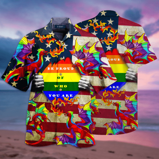 Beach Shirt Lgbt Rainbow Dragon Be Proud All Over Printed Hawaii Aloha Ha18740