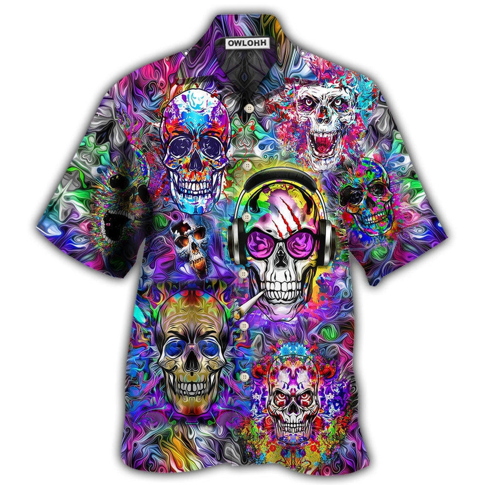 Hippie Skull Color Flowers Hawaii Shirt Ha110127