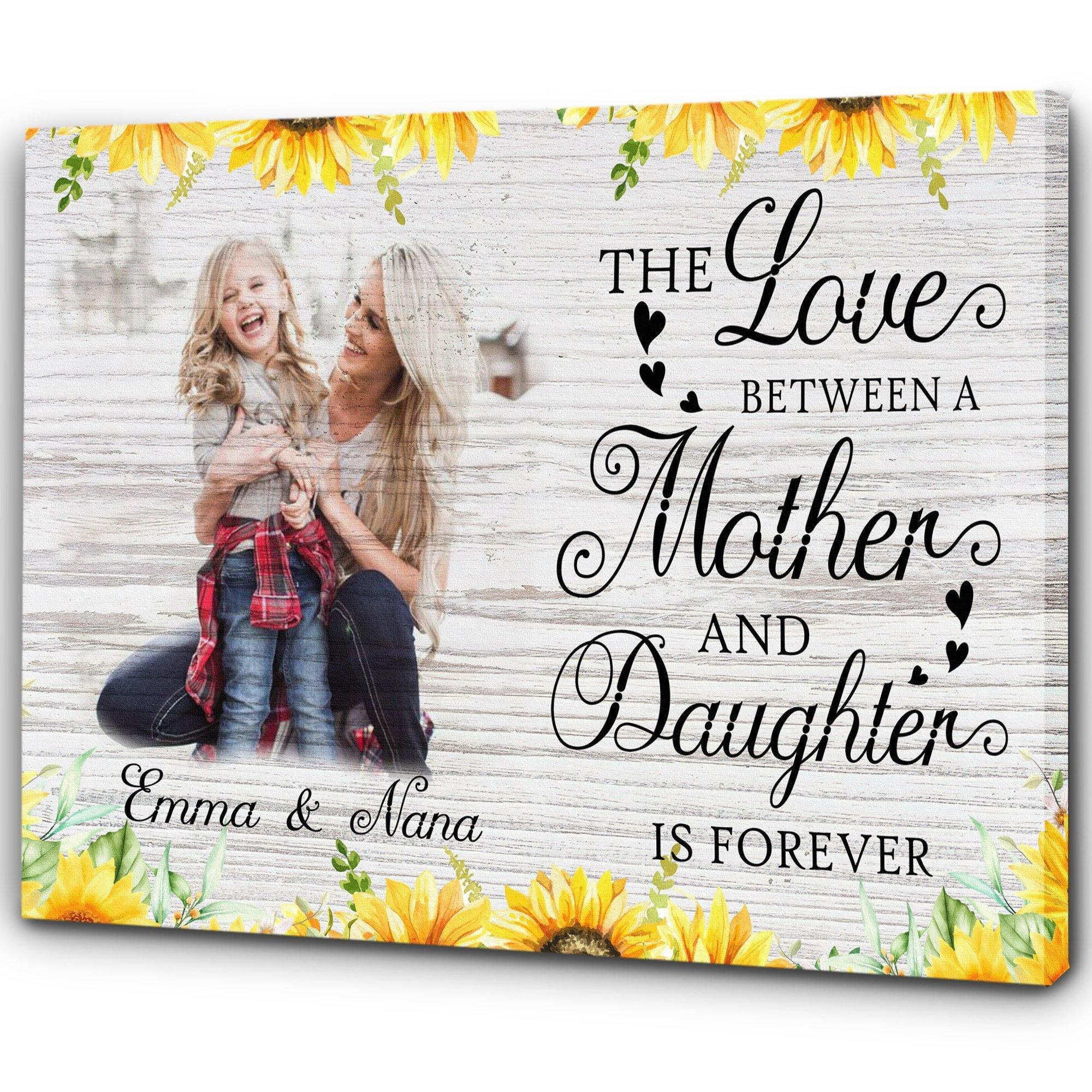 [Personalized Name & Photo] Mother & Daughter Gift For Family Home Decor Wall Art Canvas Memorial Home Decor