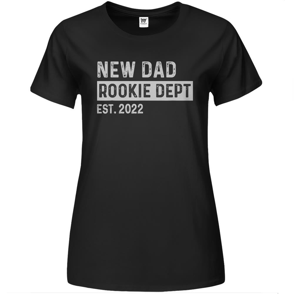 Mens New Dad Rookie Dept 2022 Soon To Be Dad Husband Funny Gift Premium Womens T Shirts