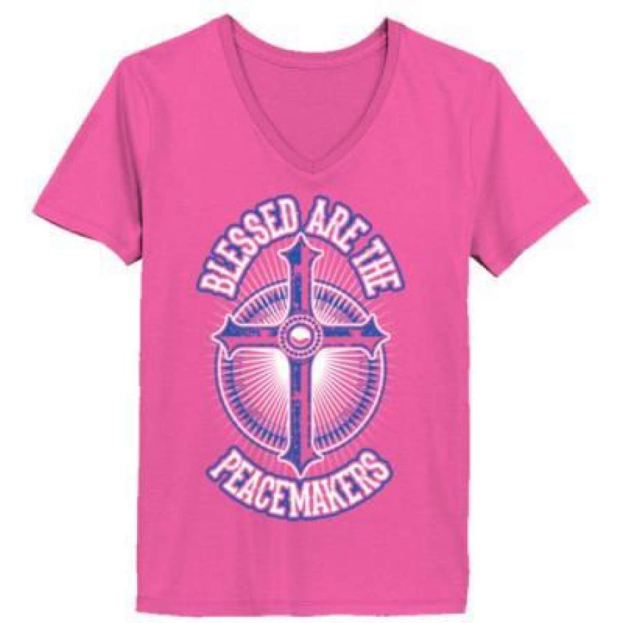 AGR Blessed Are The Peacemakers – Ladies’ V-Neck T-Shirt