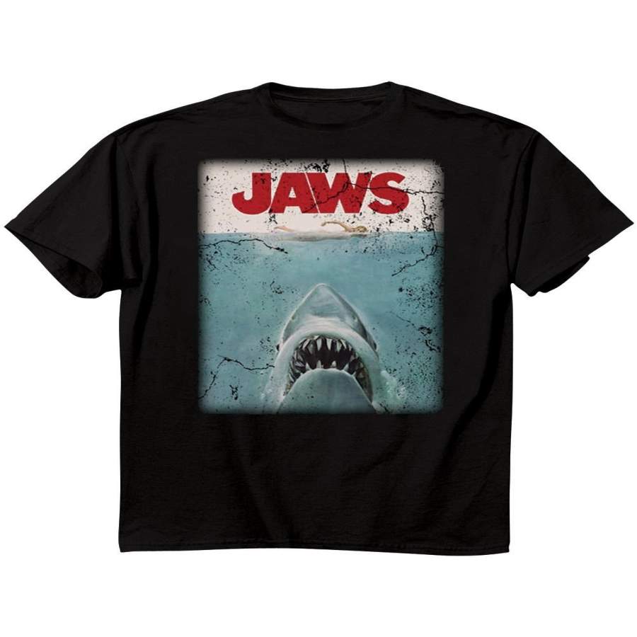 New Nwt Jaws Black T-shirt, Poster Image Design from the Toothy Tale Large