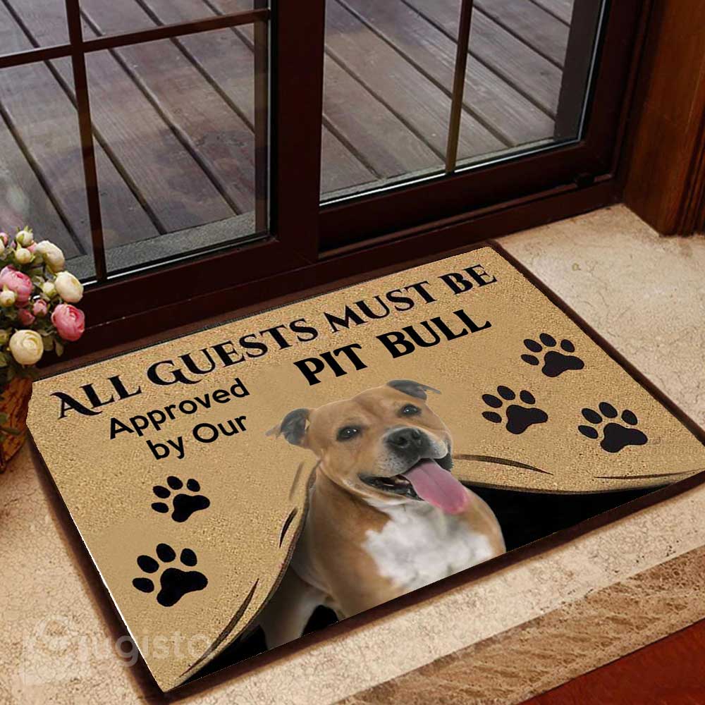 All Guests Must Be Approved By Our Pit Bull 01 All Over Printing Doormat Pre2293