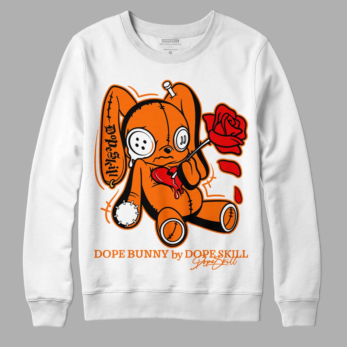 Orange Black White Dopeskill Sweatshirt Dope Bunny Graphic