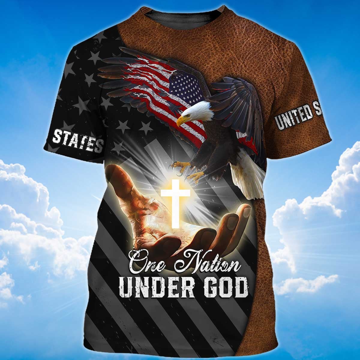 America Under God T Shirt 3D Eagle And Jesus Patriotic Shirt