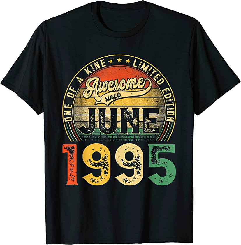 Vintage June 1995 26th Birthday Decorations Funny Men Women T-Shirt