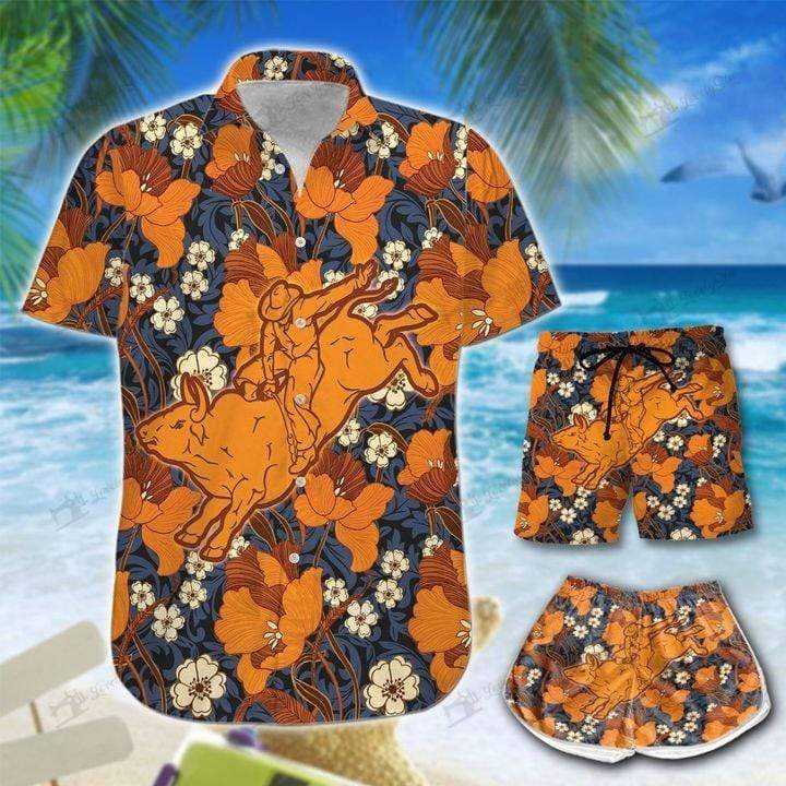 Bull Riding Western Hawaii Aloha Shirts Or Women Shorts Ha72050