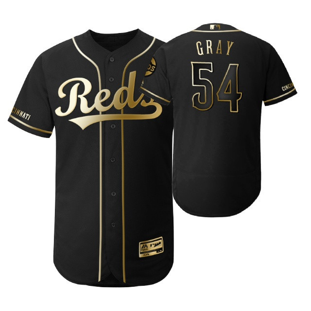 Cincinnati Reds #54 Sonny Gray MLB 2019 Golden Brandedition Black Jersey Gift For Reds Fans