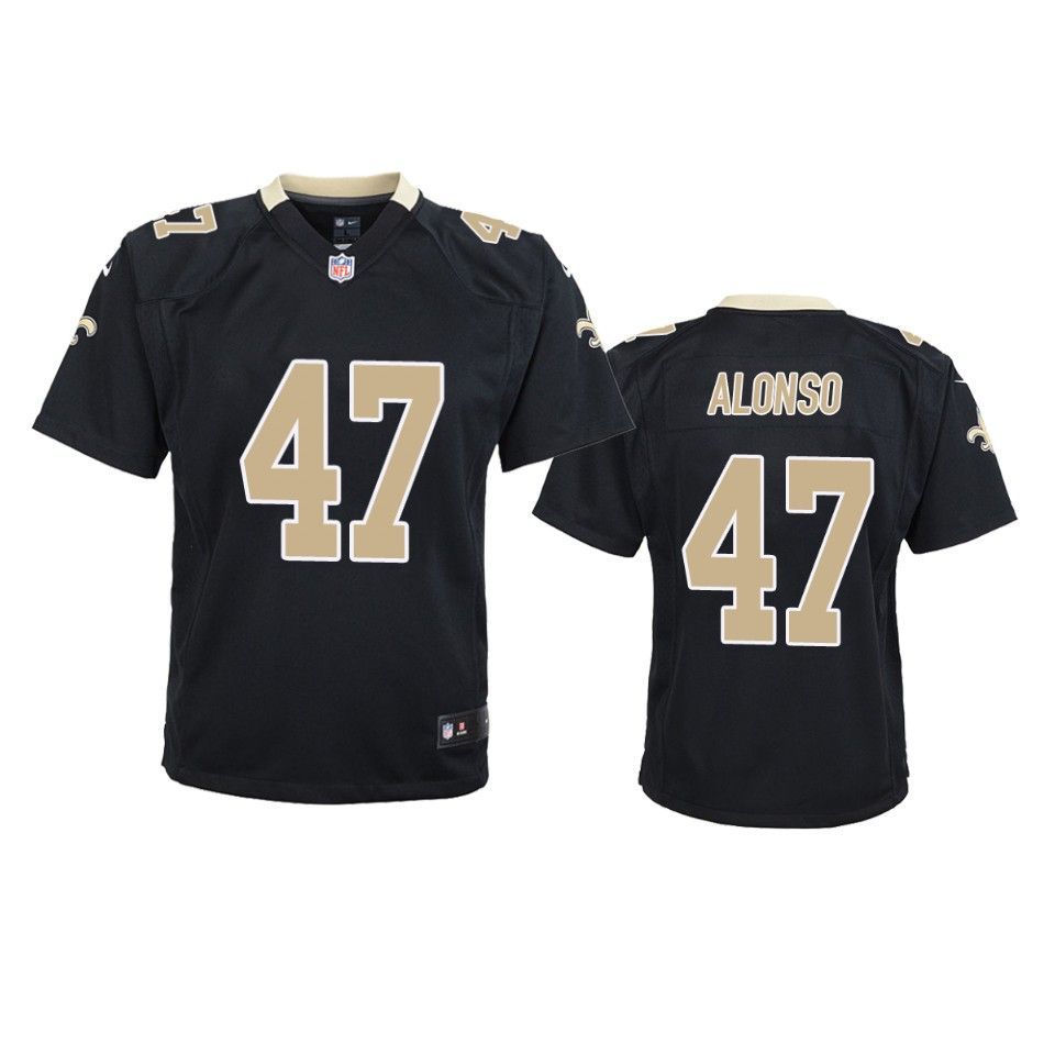 New Orleans Saints Kiko Alonso Game Black Youth Jersey