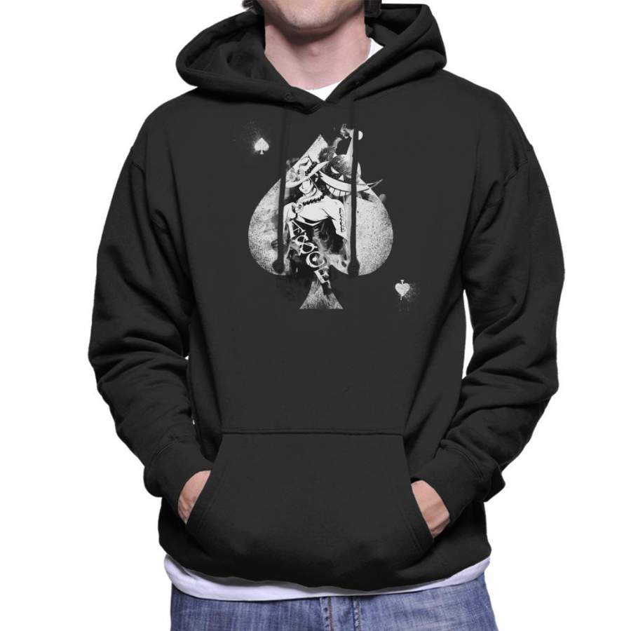 One Piece Portgas Ace Montage White Fade Men’s Hooded Sweatshirt