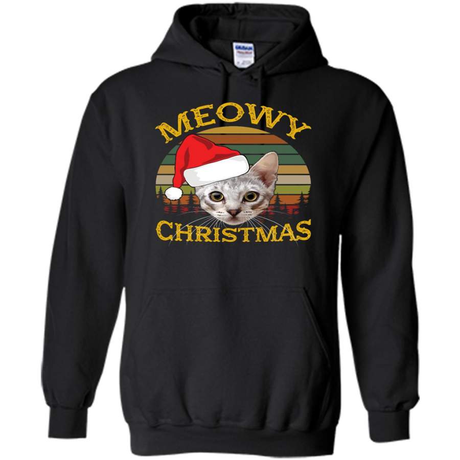 Meowy Christmas, Retro Vintage Design – Gildan Heavy Blend Hoodie